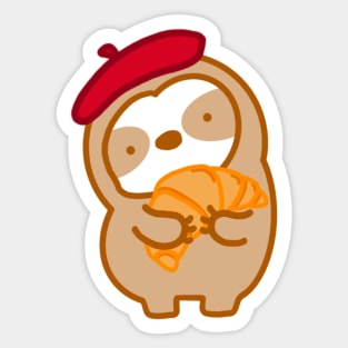 Cute Parisian Croissant Sloth Sticker